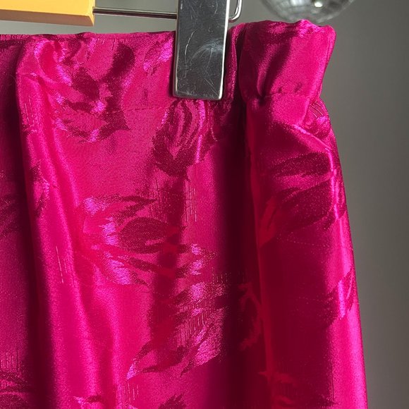 Vintage Hot Pink Leaf Print Skirt - Picture 7 of 10
